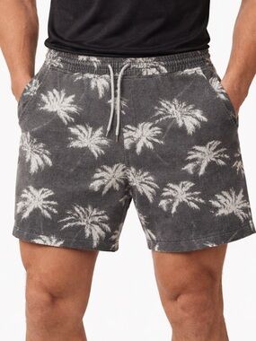 RVCA Nature x Industry "Balance of Opposites" Grey “Palm Tree” Sweat Shorts (XL)